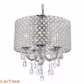 Lustre de cristal pingente de luz com cristal frisado tambor sombra 71143